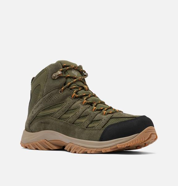 Columbia Crestwood Mid Waterproof Boots Green Orange For Men's NZ46719 New Zealand